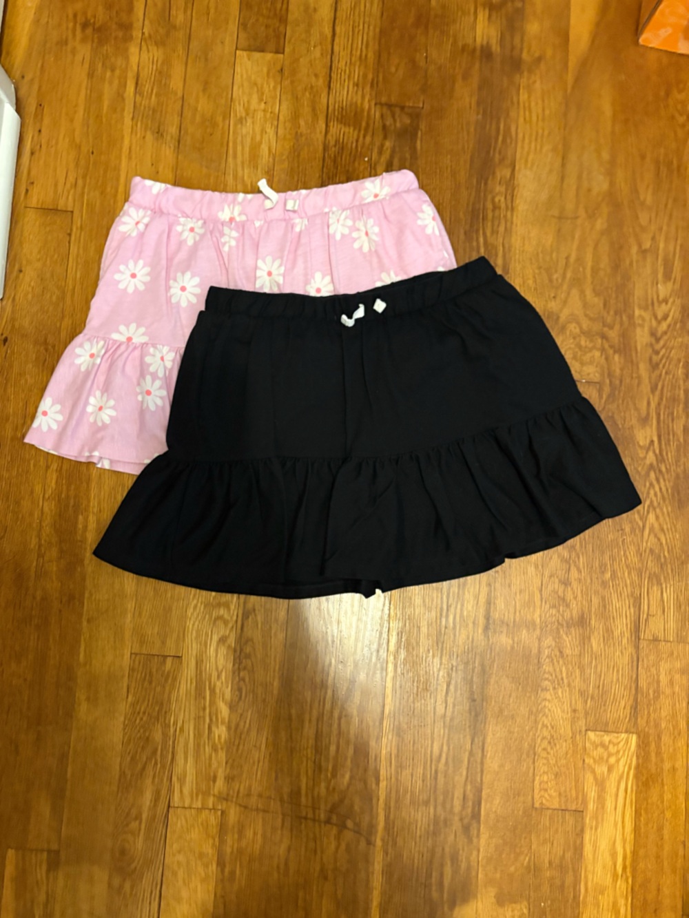Cat & Jack Pink Daisy and Black Ruffle Pull-On Skirts